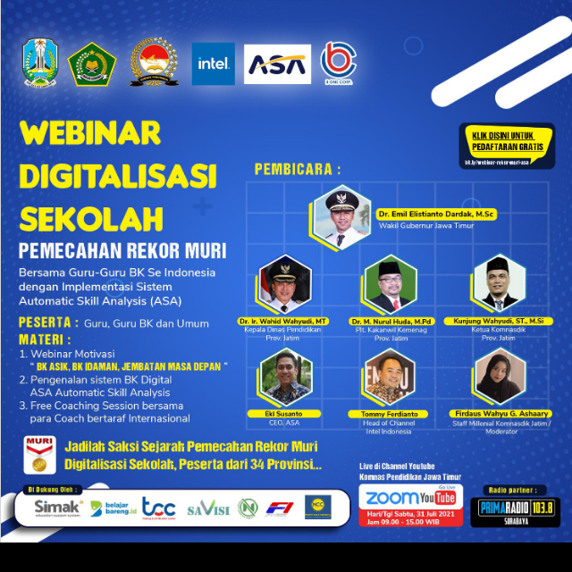 Komnas Pendidikan Jatim mengadakan Webinar Nasional Digitalisasi Sekolah Pemecahan Rekor MURI