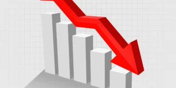 sebuah tanda panah merah di atas grafik menunjukkan cara recovery drawdown